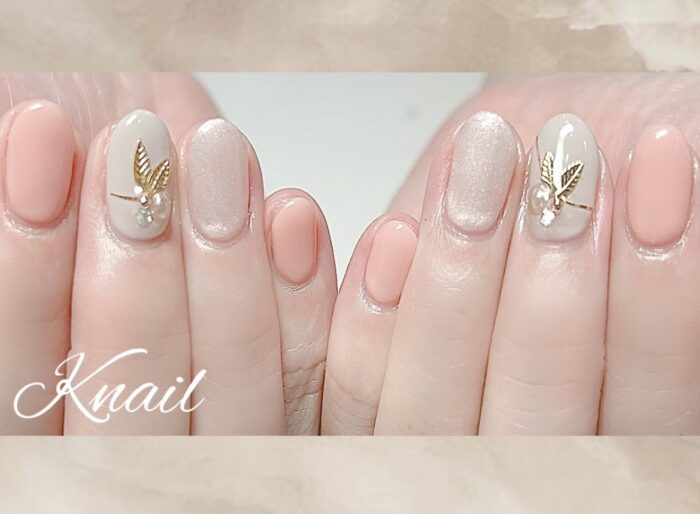 ハンド☆キャンペーン）ナチュラル系×リーフパーツネイル♪ | Knailの
